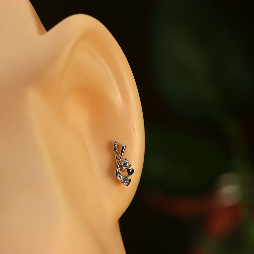 s925 sterling silver stud hockey-style earrings