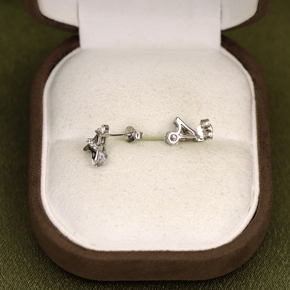 S925 Sterling Silver Eiffel Tower Stud Earrings for Women with CZ Diamonds