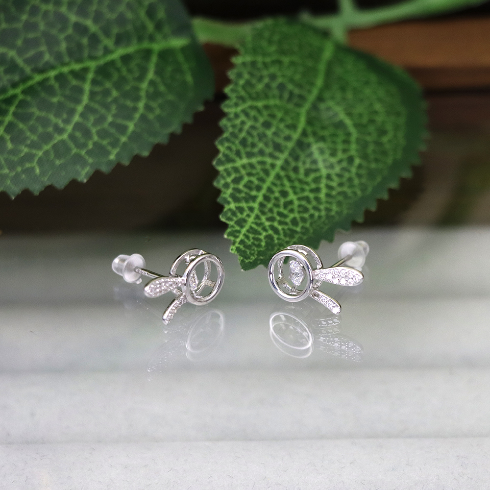 S925 Sterling Silver Rabbit Stud Earrings for Women with Zirconia Accents