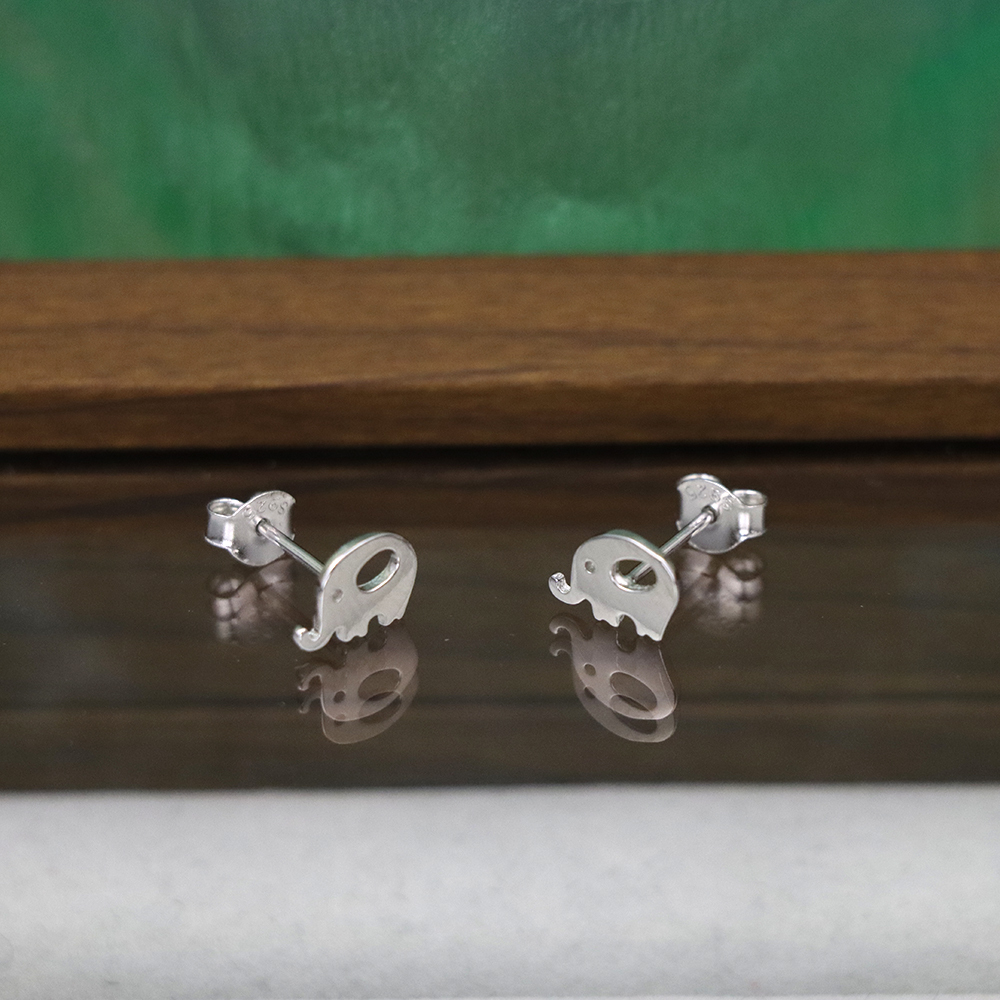 S925 Sterling Silver Elephant Stud Earrings for Women - Minimalist Animal Jewelry