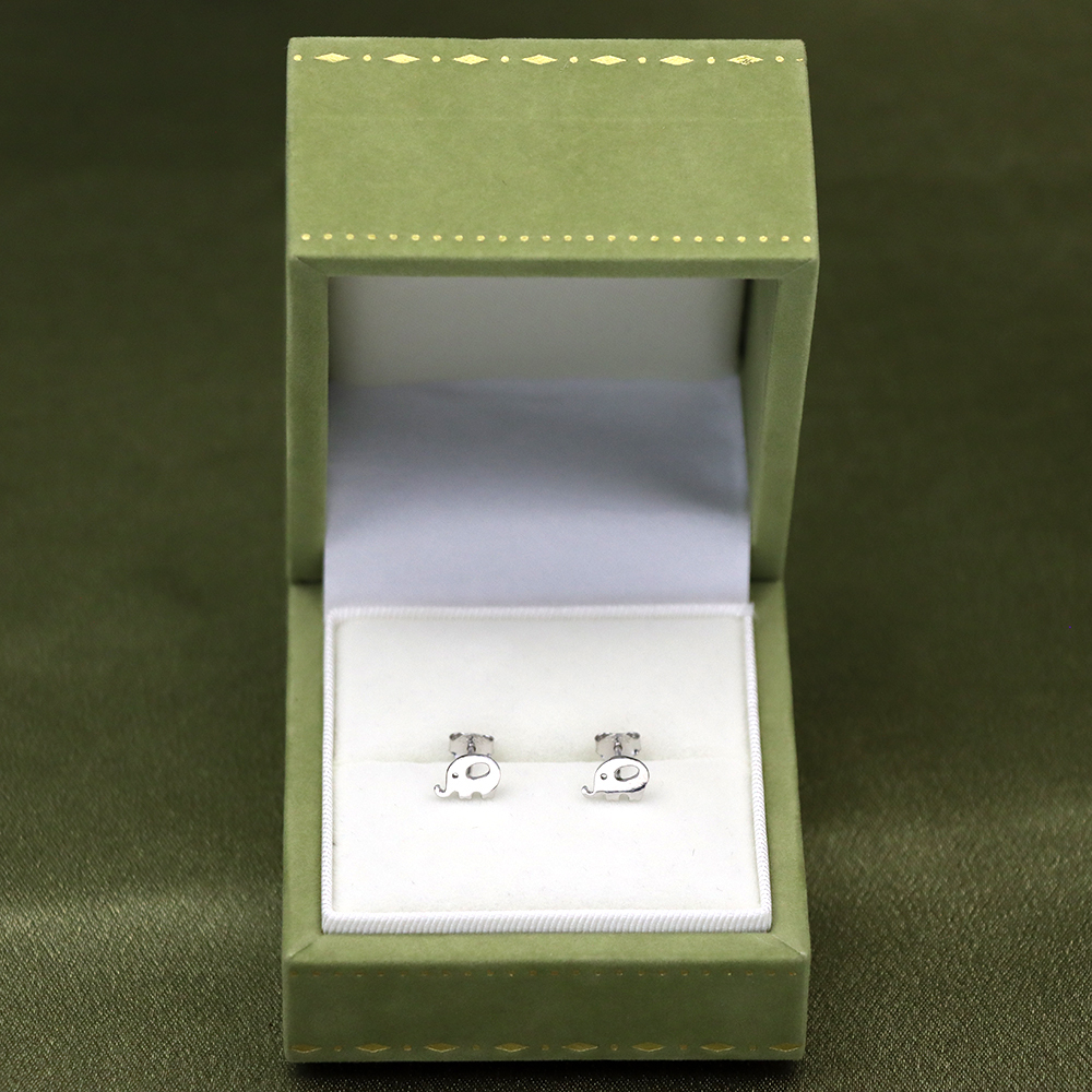 S925 Sterling Silver Elephant Stud Earrings for Women - Minimalist Animal Jewelry