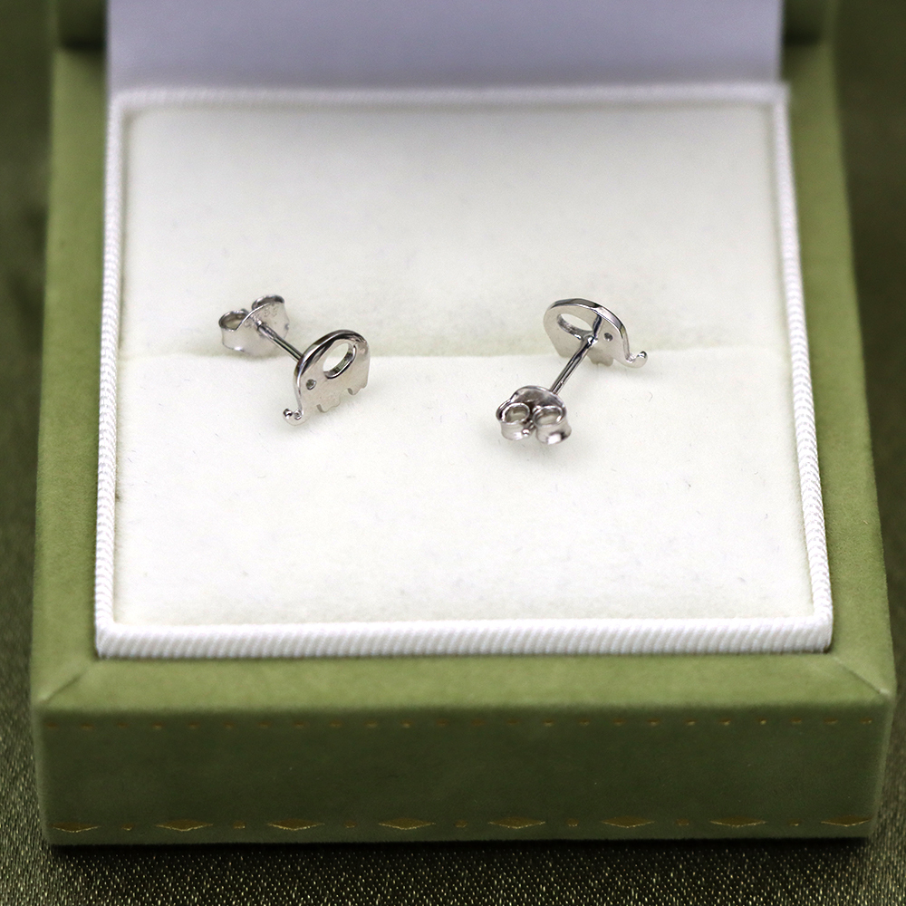 S925 Sterling Silver Elephant Stud Earrings for Women - Minimalist Animal Jewelry