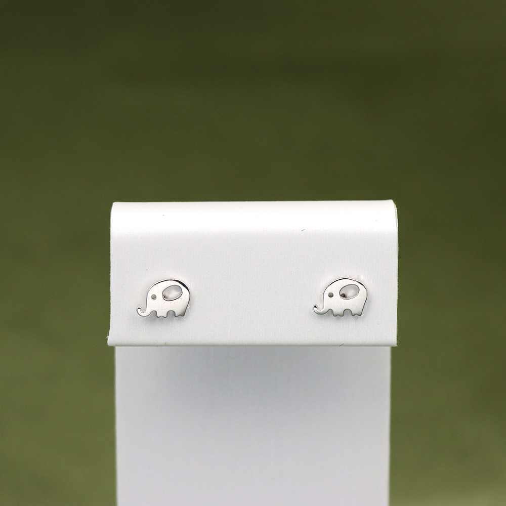 S925 Sterling Silver Elephant Stud Earrings for Women - Minimalist Animal Jewelry