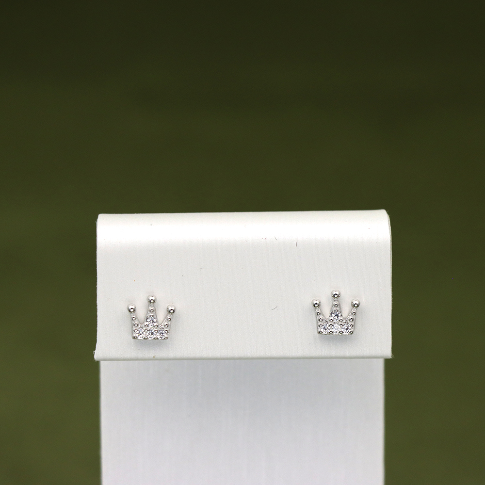 S925 Sterling Silver Crown Stud Earrings for Women with CZ Diamonds - Gift for Best Friend