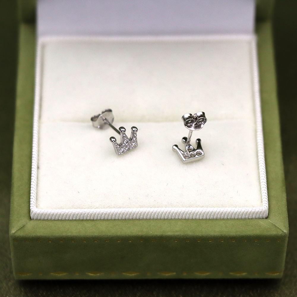 S925 Sterling Silver Crown Stud Earrings for Women with CZ Diamonds - Gift for Best Friend