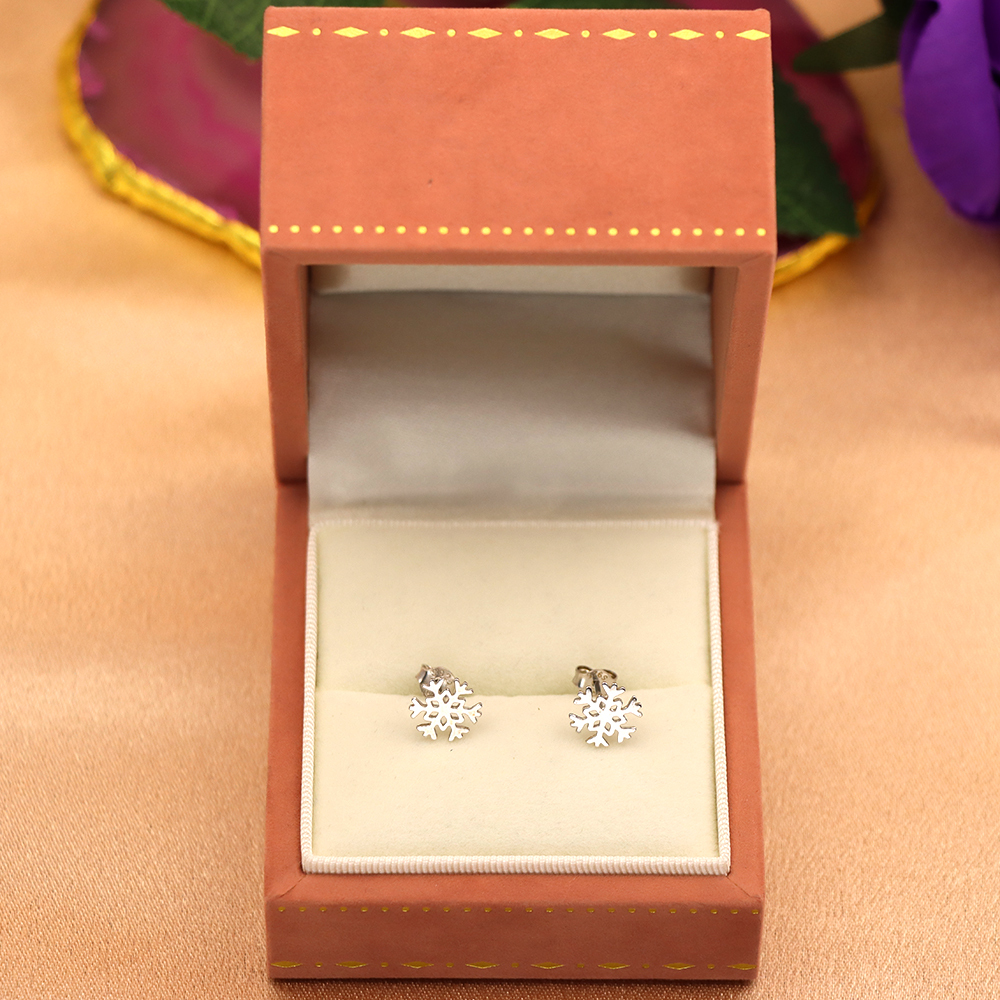 S925 Sterling Silver Snow Tree Snowflake Stud Earrings