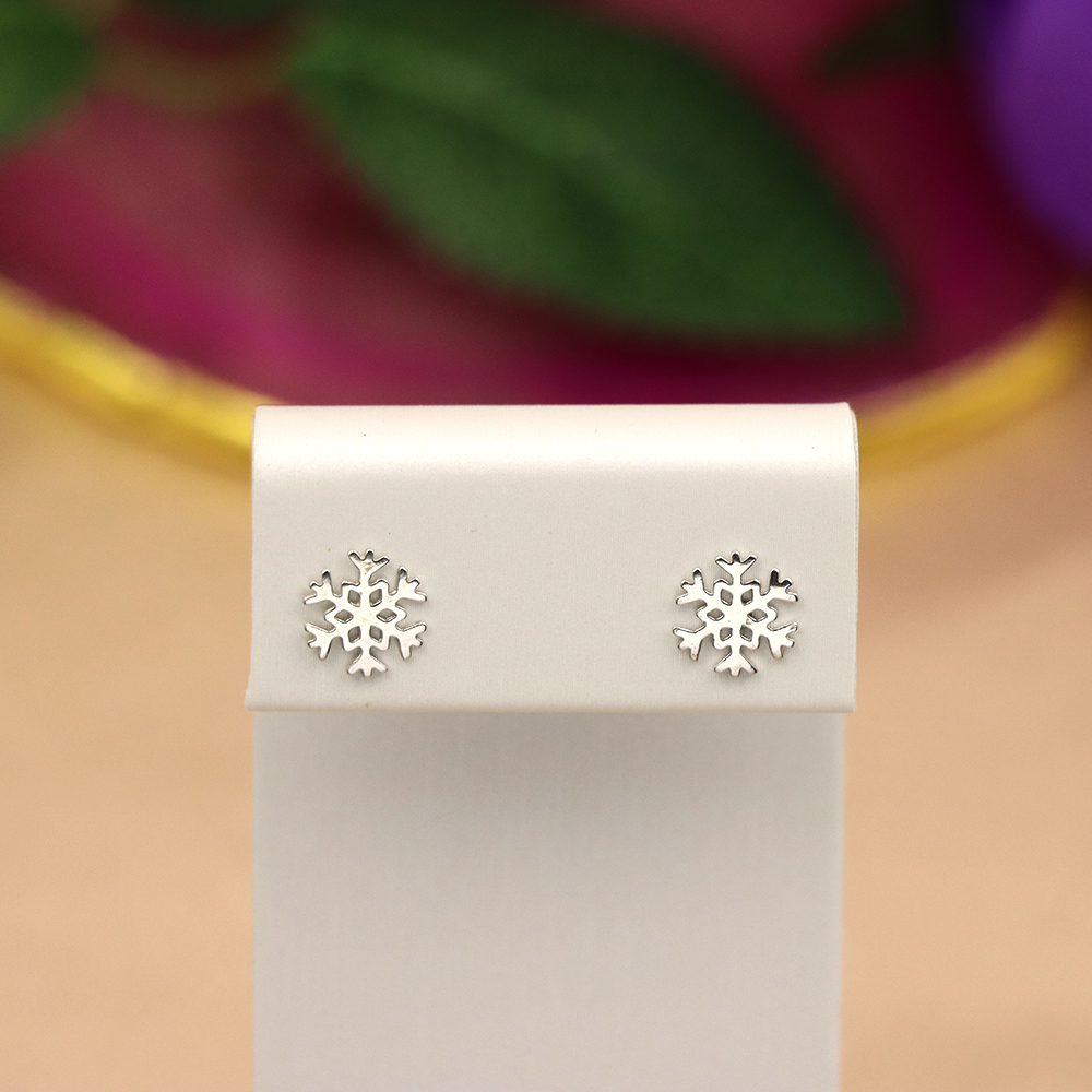 S925 Sterling Silver Snow Tree Snowflake Stud Earrings