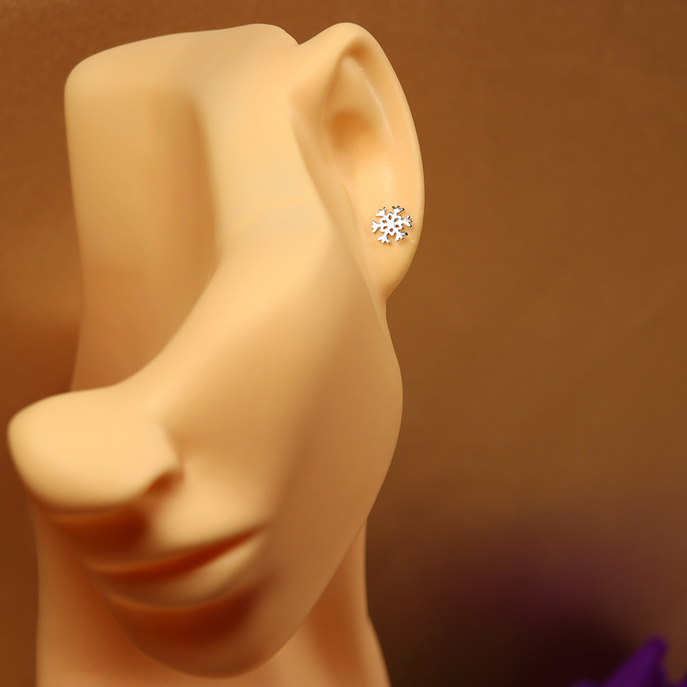 S925 Sterling Silver Snow Tree Snowflake Stud Earrings