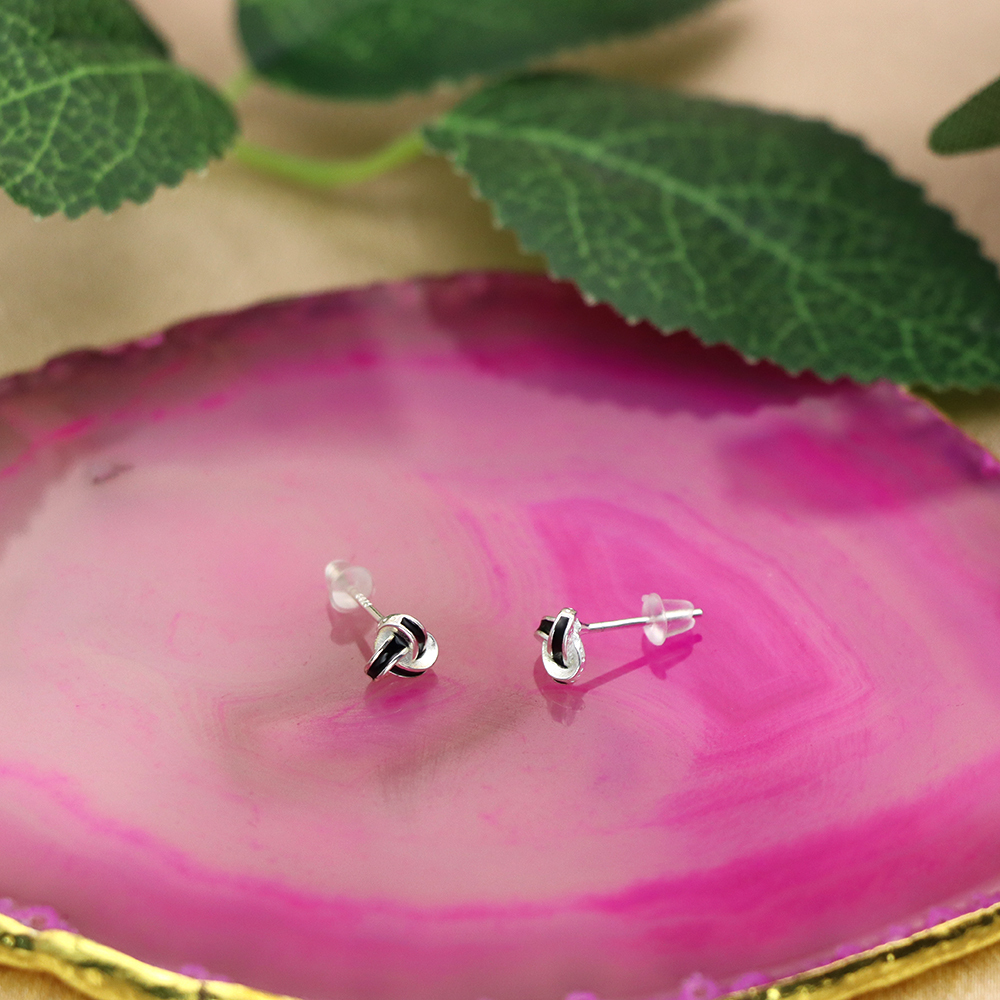 S925 Silver Jewelry Triangle Knotted Stud Earrings