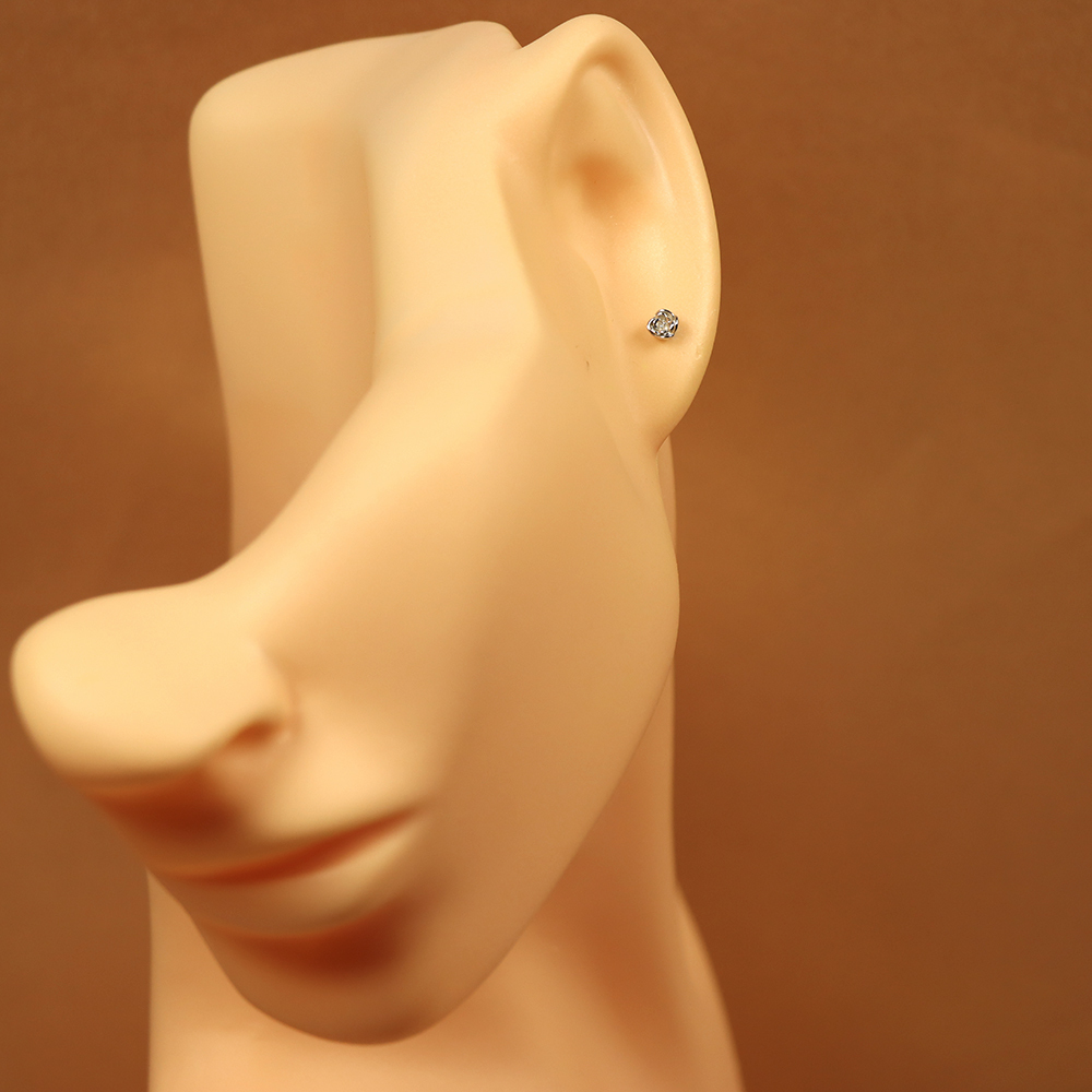 S925 Silver Rose Flower Stud Earrings with Micro-Paved Floral Design