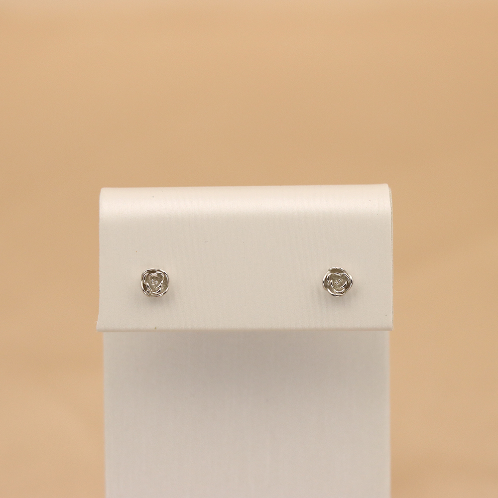 S925 Silver Rose Flower Stud Earrings with Micro-Paved Floral Design