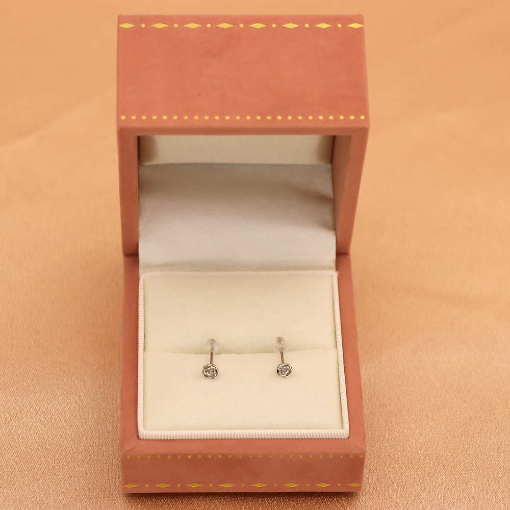 S925 Silver Rose Flower Stud Earrings with Micro-Paved Floral Design