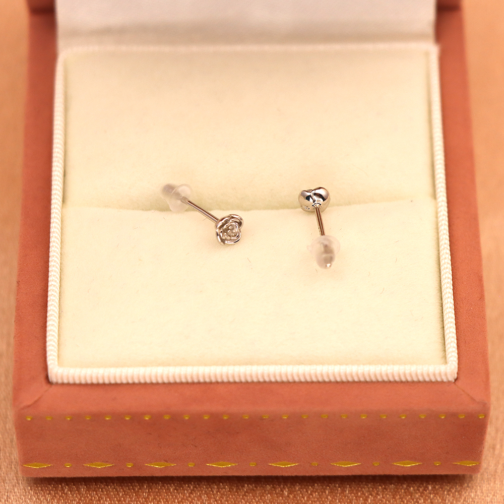 S925 Silver Rose Flower Stud Earrings with Micro-Paved Floral Design