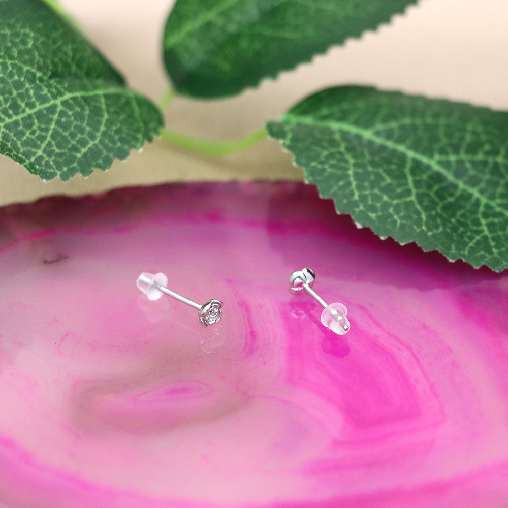 S925 Silver Rose Flower Stud Earrings with Micro-Paved Floral Design