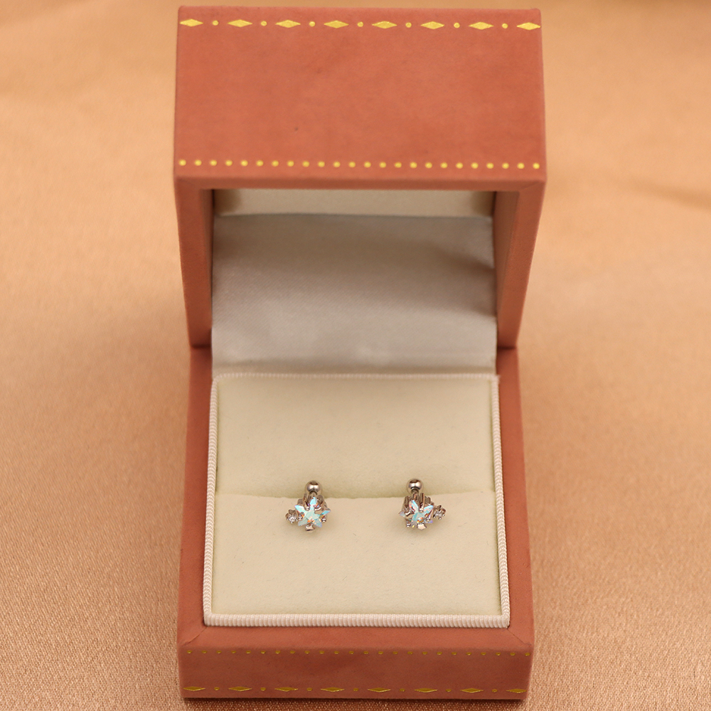 S925 Sterling Silver Planet Ear Cuff Studs with Zirconia - Screw Back Earrings