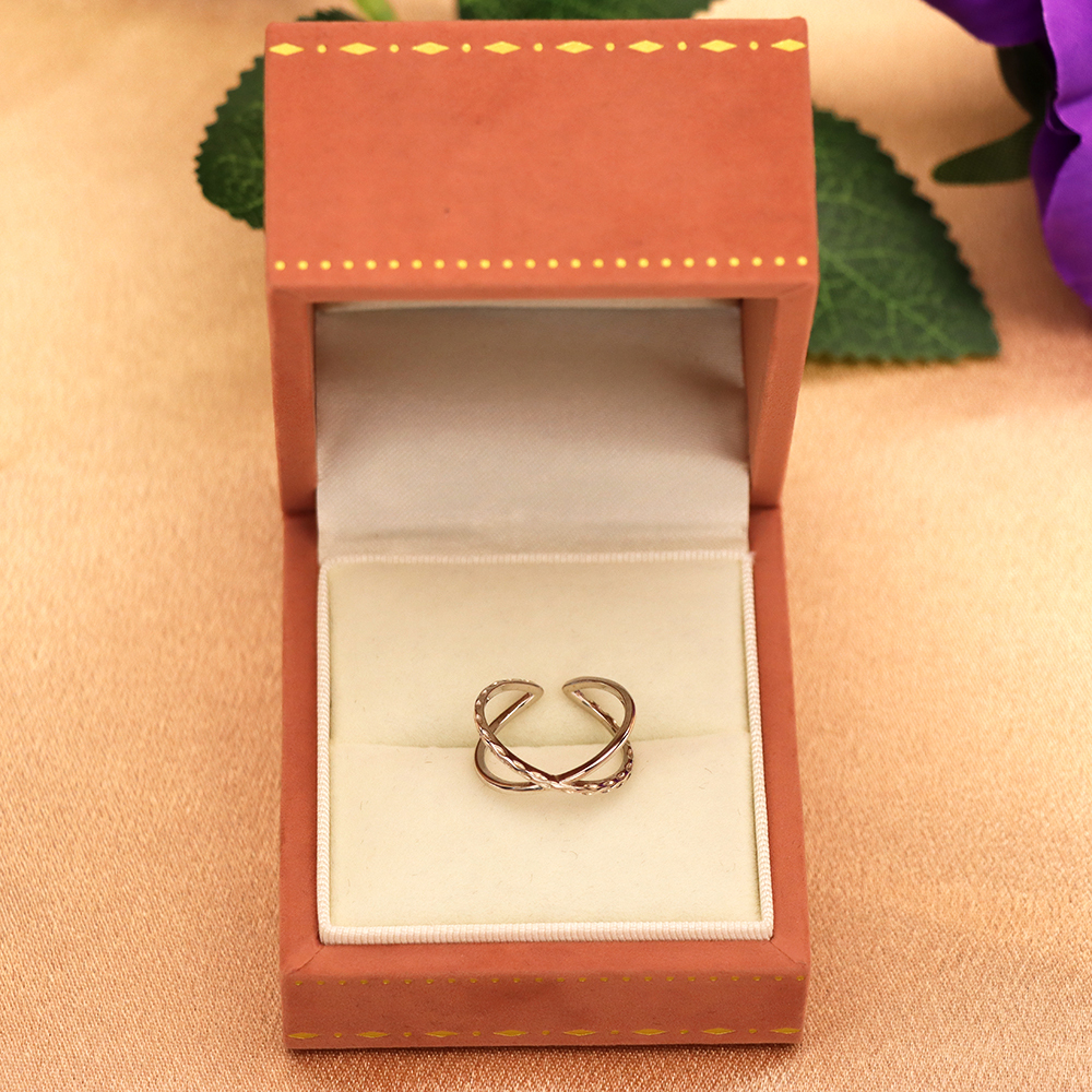 S925 Sterling Silver Geometric Open Adjustable Ring - Crossed Pointer Finger Band for Women - Minimalist Ring