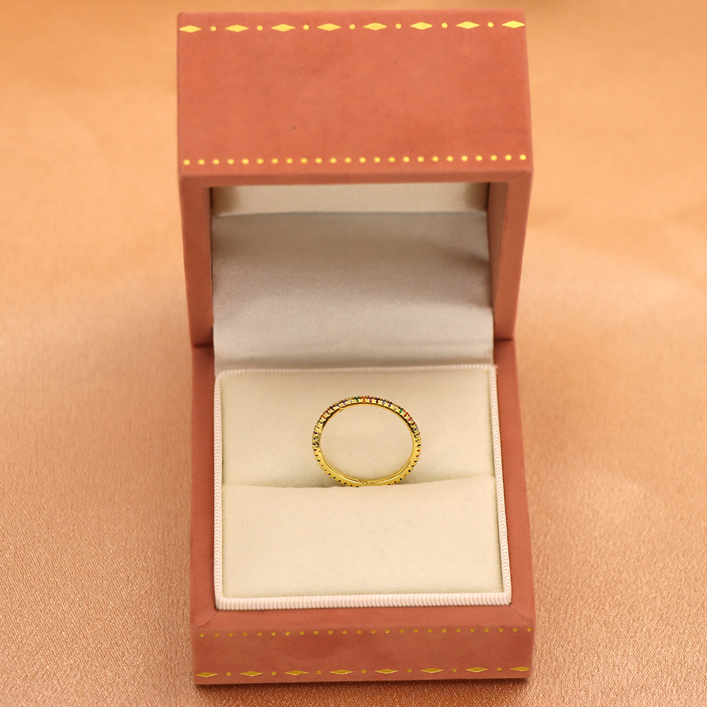 S925 Sterling Silver Colorful Zirconia Micro-Paved Full Diamond Ring