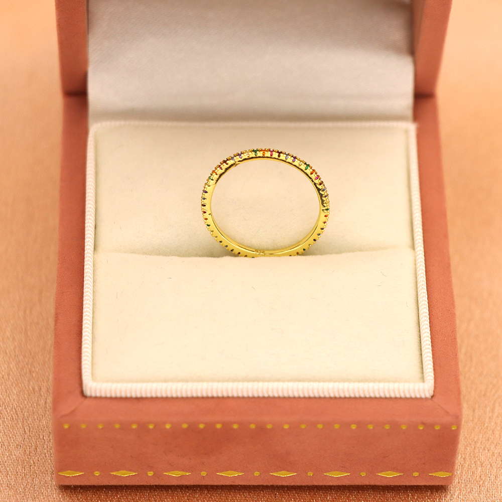 S925 Sterling Silver Colorful Zirconia Micro-Paved Full Diamond Ring