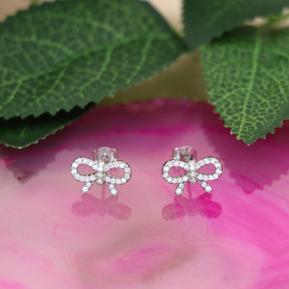 S925 Sterling Silver Micro-Paved Zirconia Stud Earrings for Women
