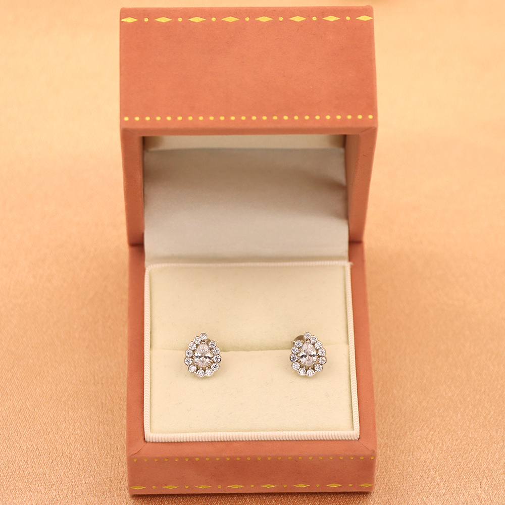 S925 Sterling Silver Simulated Diamond Geometric Stud Earrings for Women - Full Paved Earrings