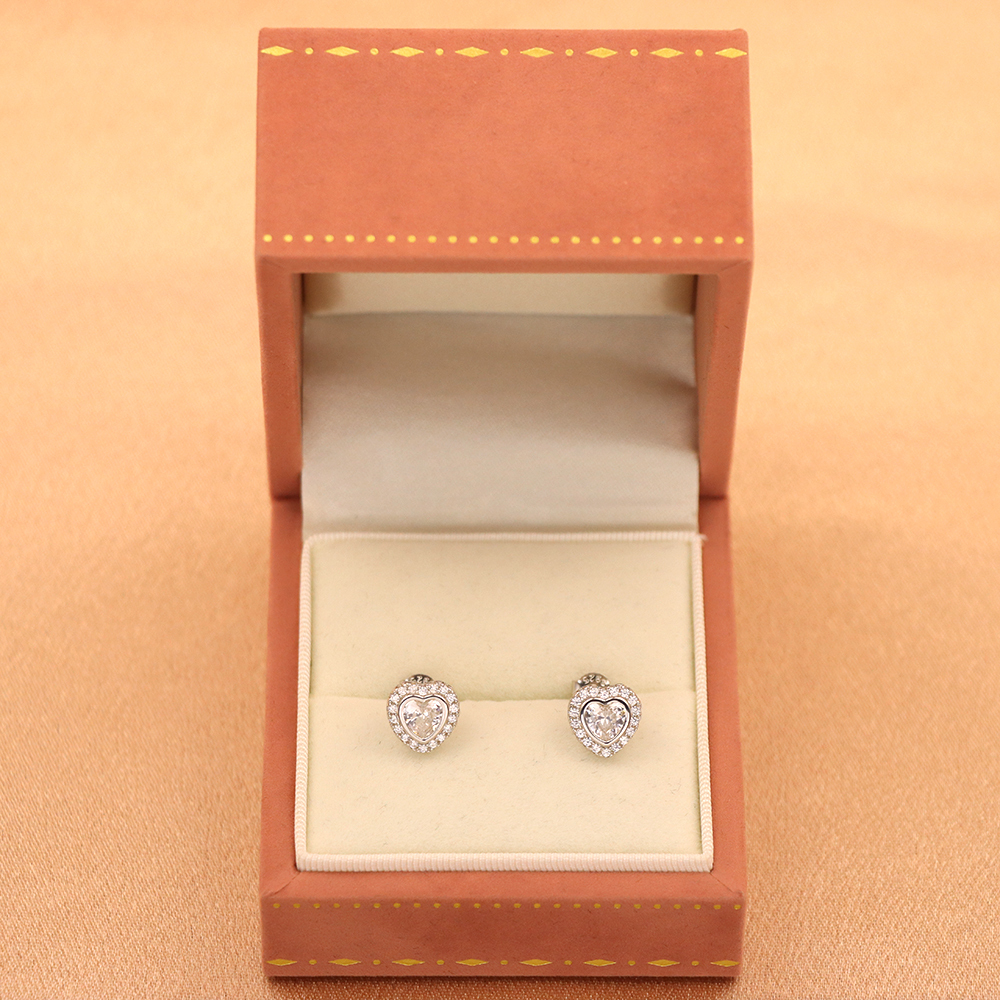 S925 Sterling Silver Minimalist Heart Stud Earrings for Women - Zirconia Heart-Shaped Jewelry