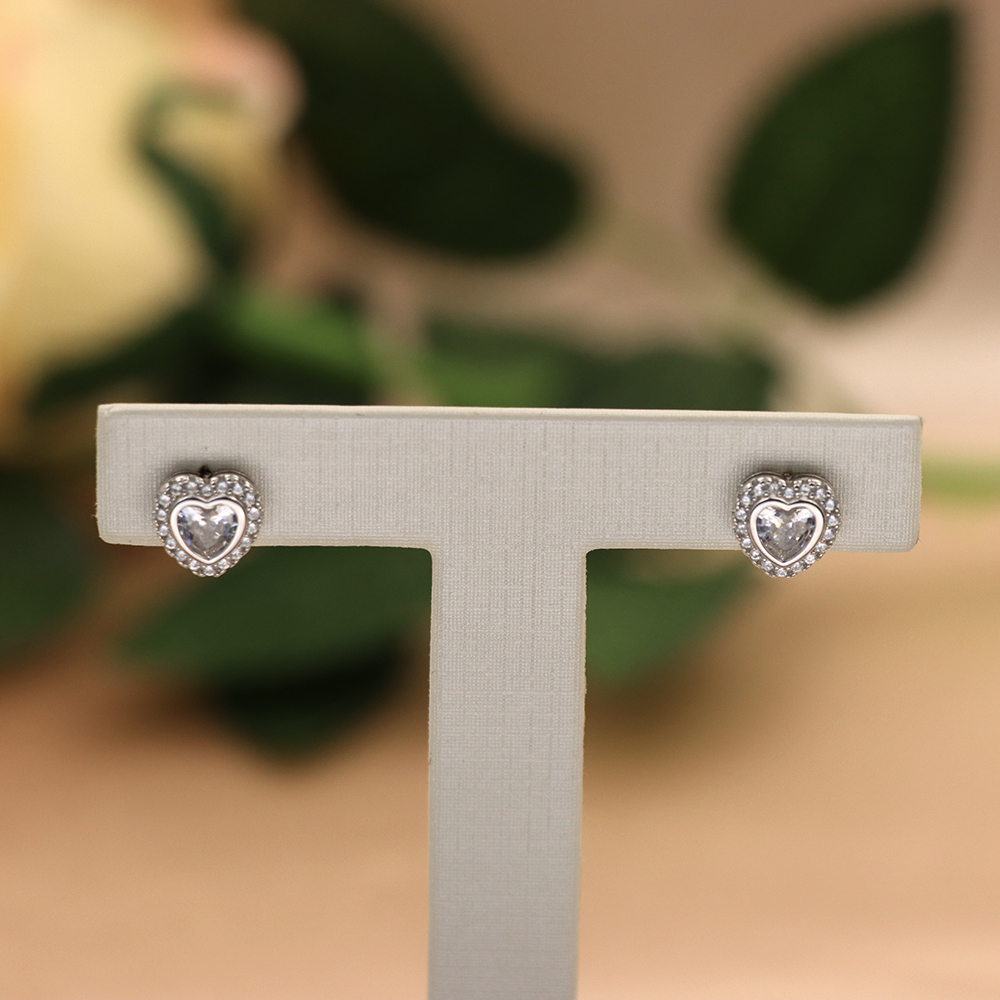 S925 Sterling Silver Minimalist Heart Stud Earrings for Women - Zirconia Heart-Shaped Jewelry