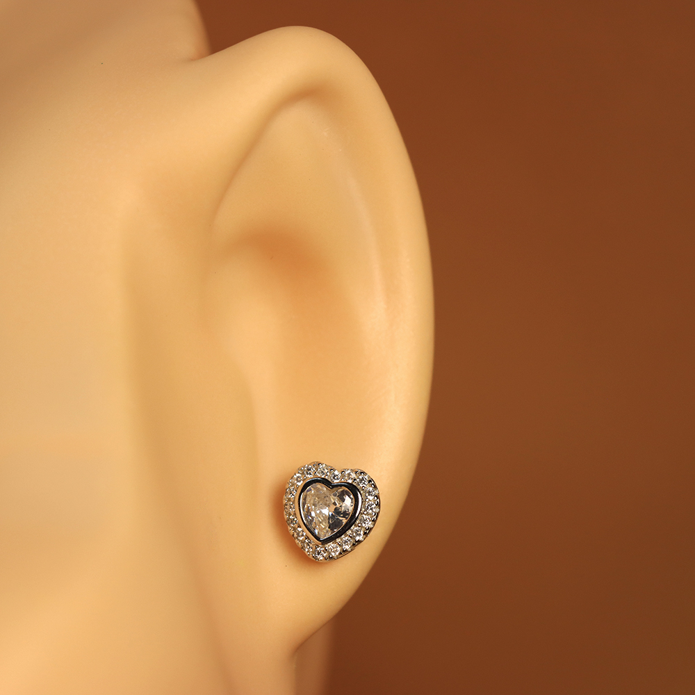 S925 Sterling Silver Minimalist Heart Stud Earrings for Women - Zirconia Heart-Shaped Jewelry