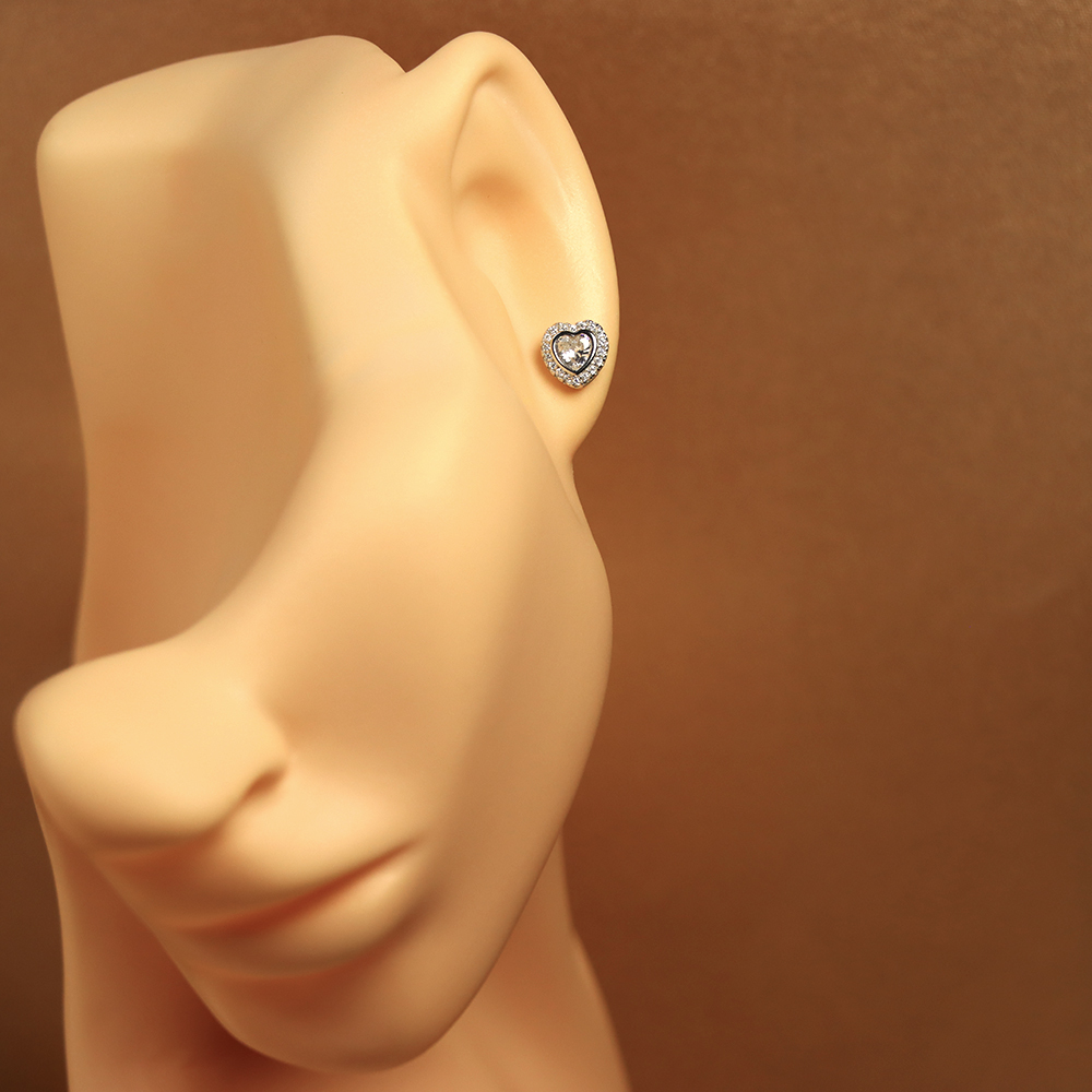 S925 Sterling Silver Minimalist Heart Stud Earrings for Women - Zirconia Heart-Shaped Jewelry