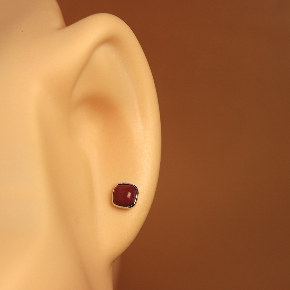 S925 Sterling Silver Red Freckle Stud Earrings for Women - Vintage Earrings