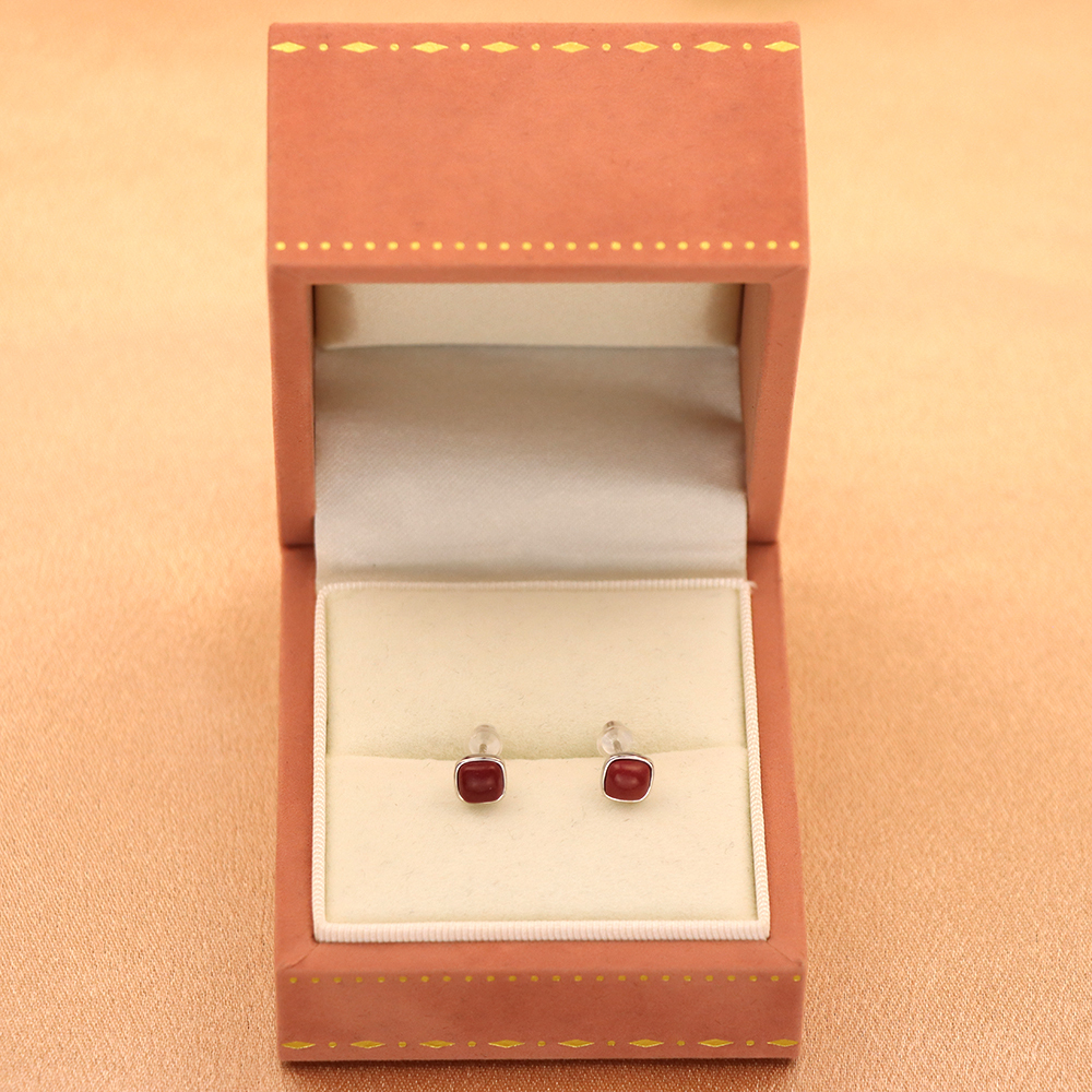 S925 Sterling Silver Red Freckle Stud Earrings for Women - Vintage Earrings