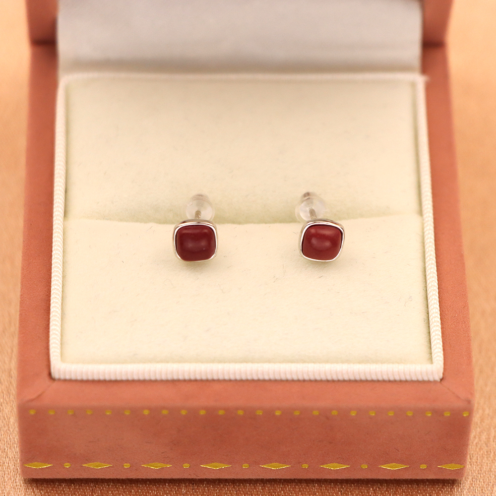 S925 Sterling Silver Red Freckle Stud Earrings for Women - Vintage Earrings
