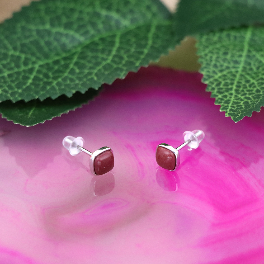 S925 Sterling Silver Red Freckle Stud Earrings for Women - Vintage Earrings