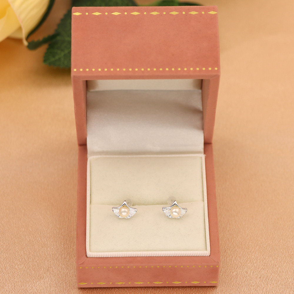 Pearl Ginkgo biloba earrings for women S925 sterling silver earrings