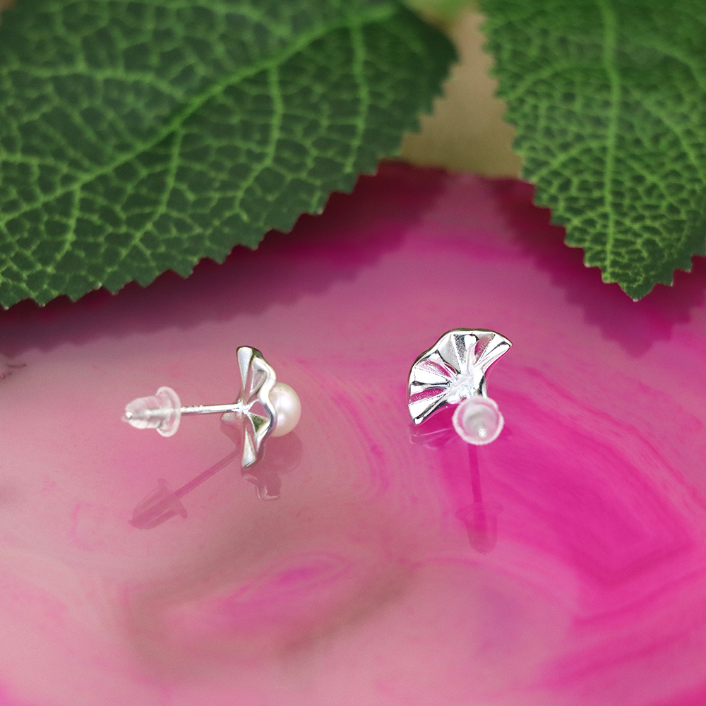 Pearl Ginkgo biloba earrings for women S925 sterling silver earrings