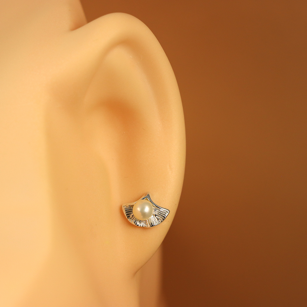 Pearl Ginkgo biloba earrings for women S925 sterling silver earrings