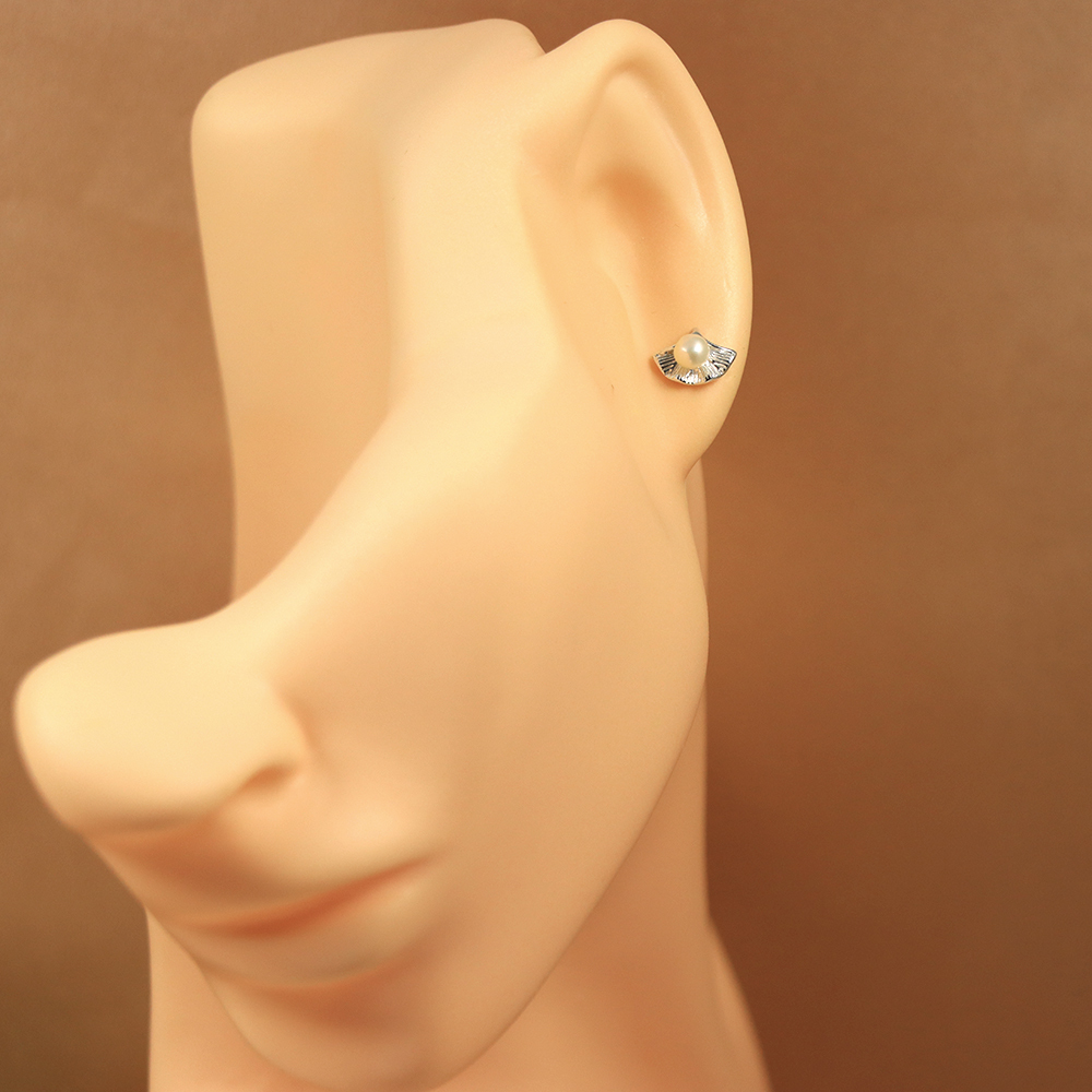 Pearl Ginkgo biloba earrings for women S925 sterling silver earrings