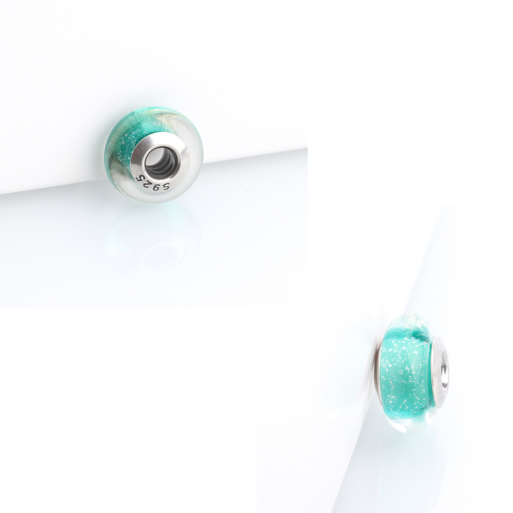 Pandora S925 Silver Green Looking Glass murano charm beads