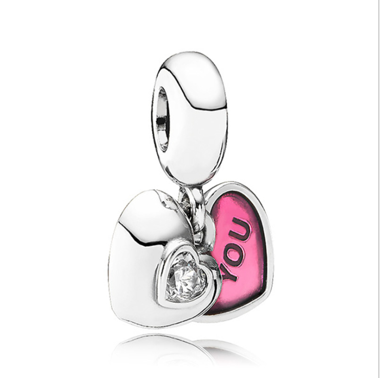 Pandora "YOU AND ME" Clear Fuchsia Enamel Charm
