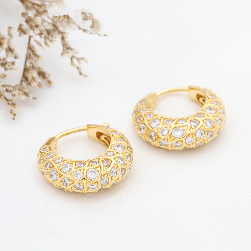Pandora gold Sparkling Patterned Hoop S925 SiLVER