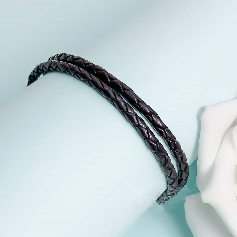 Pandora BRACELET DOUBLE BRAIDED LEATHER BLACK