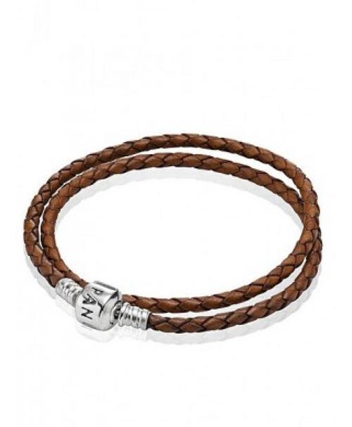 Pandora Brown double Braided Leather Bracelet