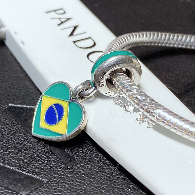 Pandora S925 BRAZIL HEART FLAG CHARM
