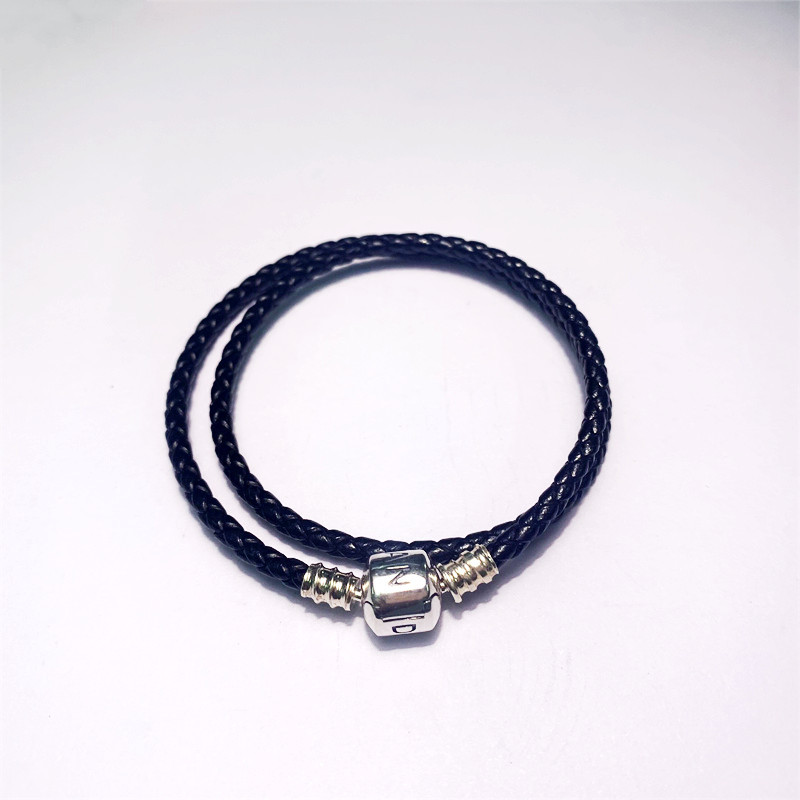 Pandora BRACELET DOUBLE BRAIDED LEATHER BLACK