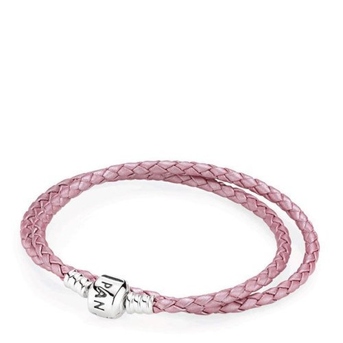 Pandora DOUBLE BRAIDED LEATHER PINK BRACELET