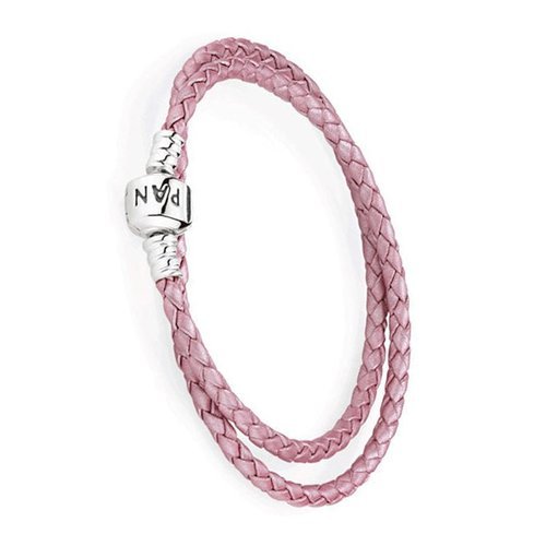 Pandora DOUBLE BRAIDED LEATHER PINK BRACELET
