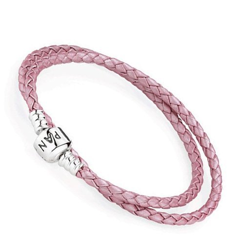 Pandora DOUBLE BRAIDED LEATHER PINK BRACELET
