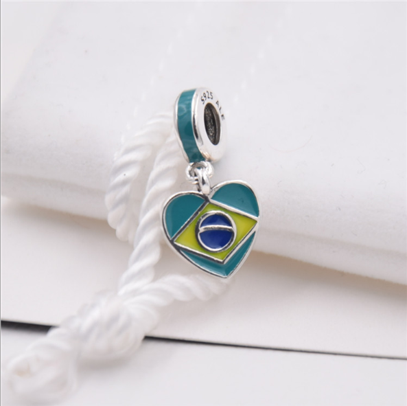 Pandora S925 BRAZIL HEART FLAG CHARM