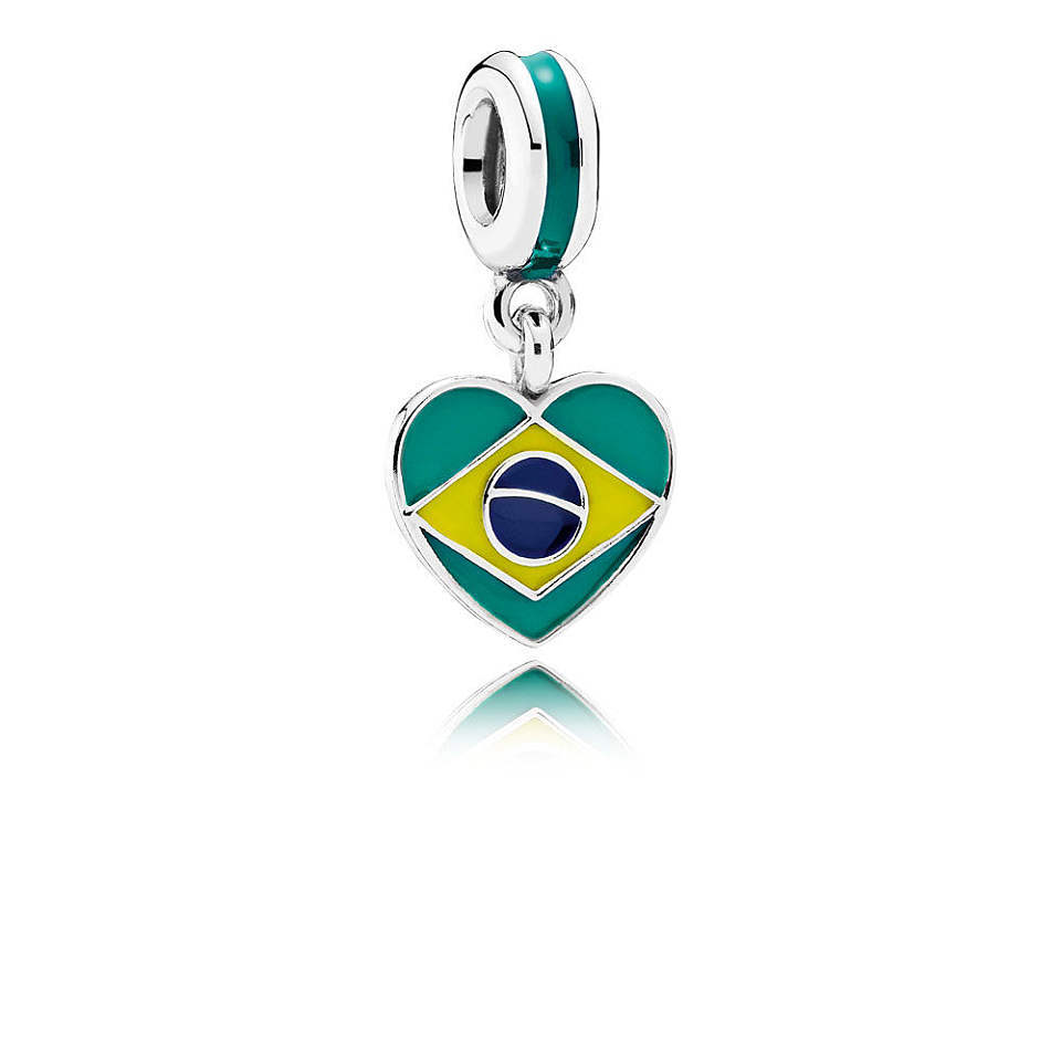 Pandora S925 BRAZIL HEART FLAG CHARM