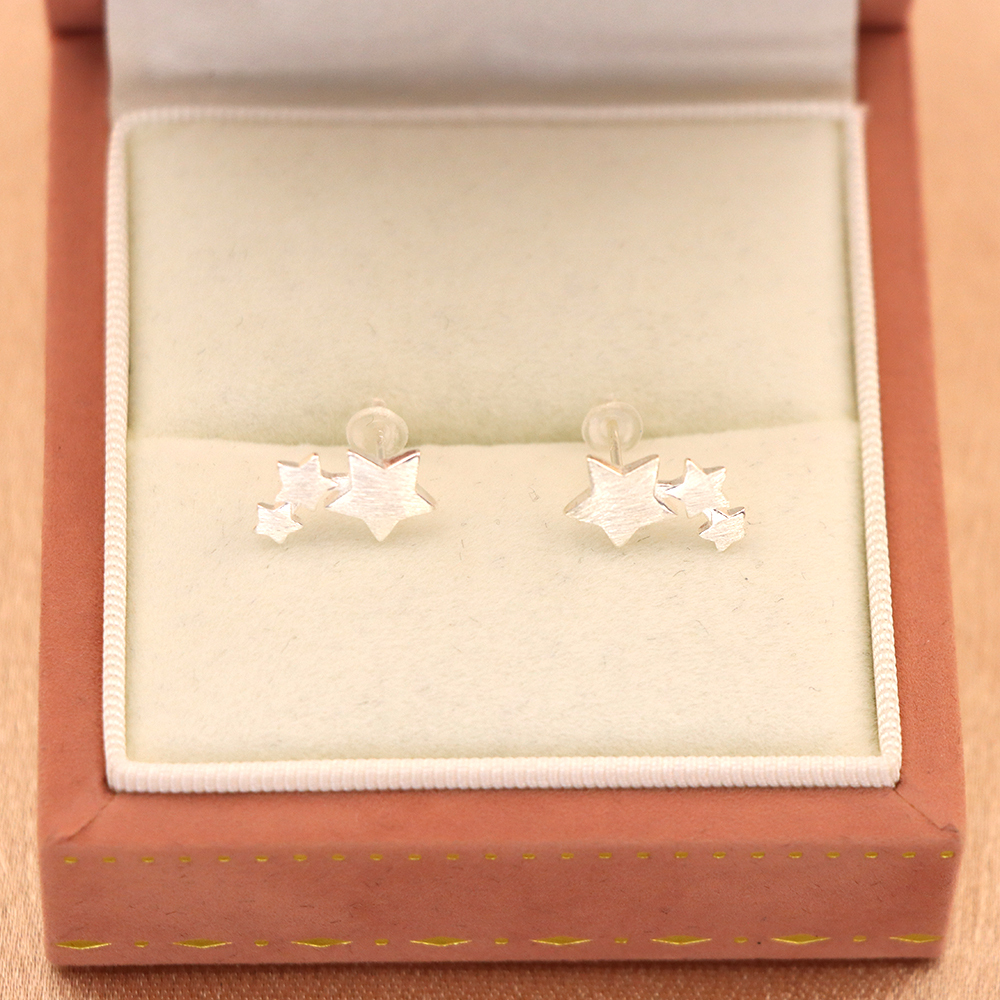 S925 Sterling Silver Star Earrings - Five-Pointed Star Studs
