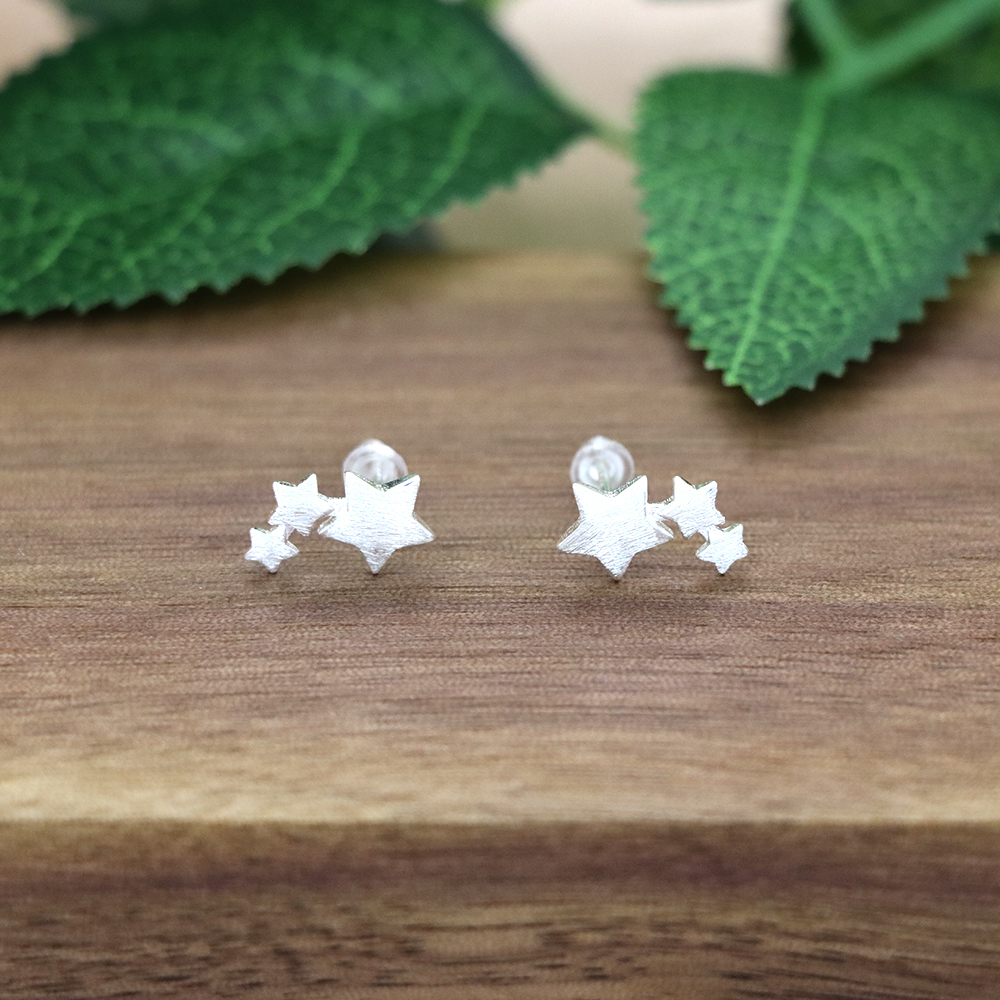 S925 Sterling Silver Star Earrings - Five-Pointed Star Studs